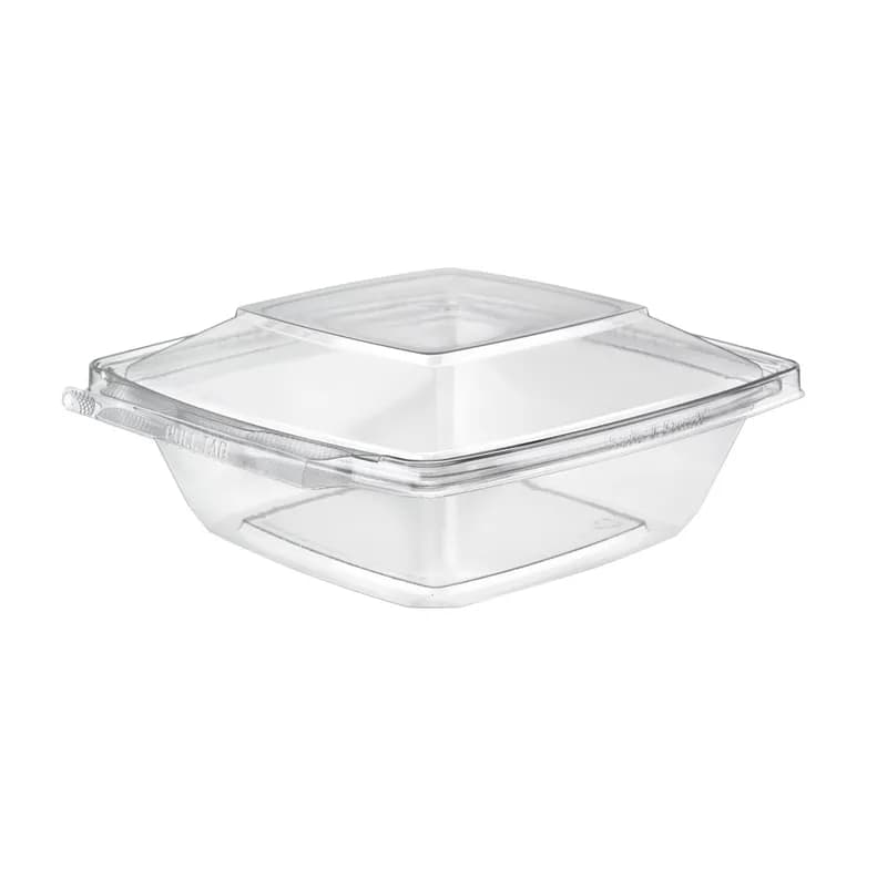Safe-T-Fresh® Deli Container Hinged With Dome Lid 32 OZ RPET Clear Square Tamper-Evident 168/Case