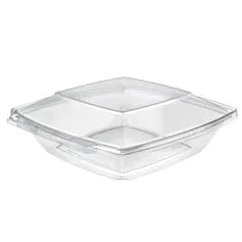 Safe-T-Fresh® Deli Container Hinged With Dome Lid 48 OZ RPET Clear Square 88/Case