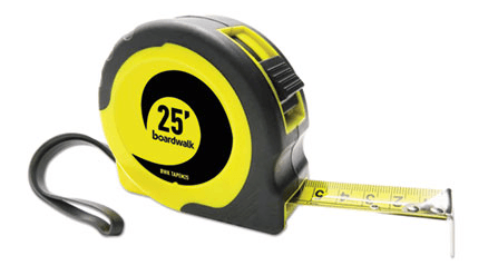 Boardwalk® Tape Measure 25 FT Black Yellow 1/16 IN Grad 1/Each