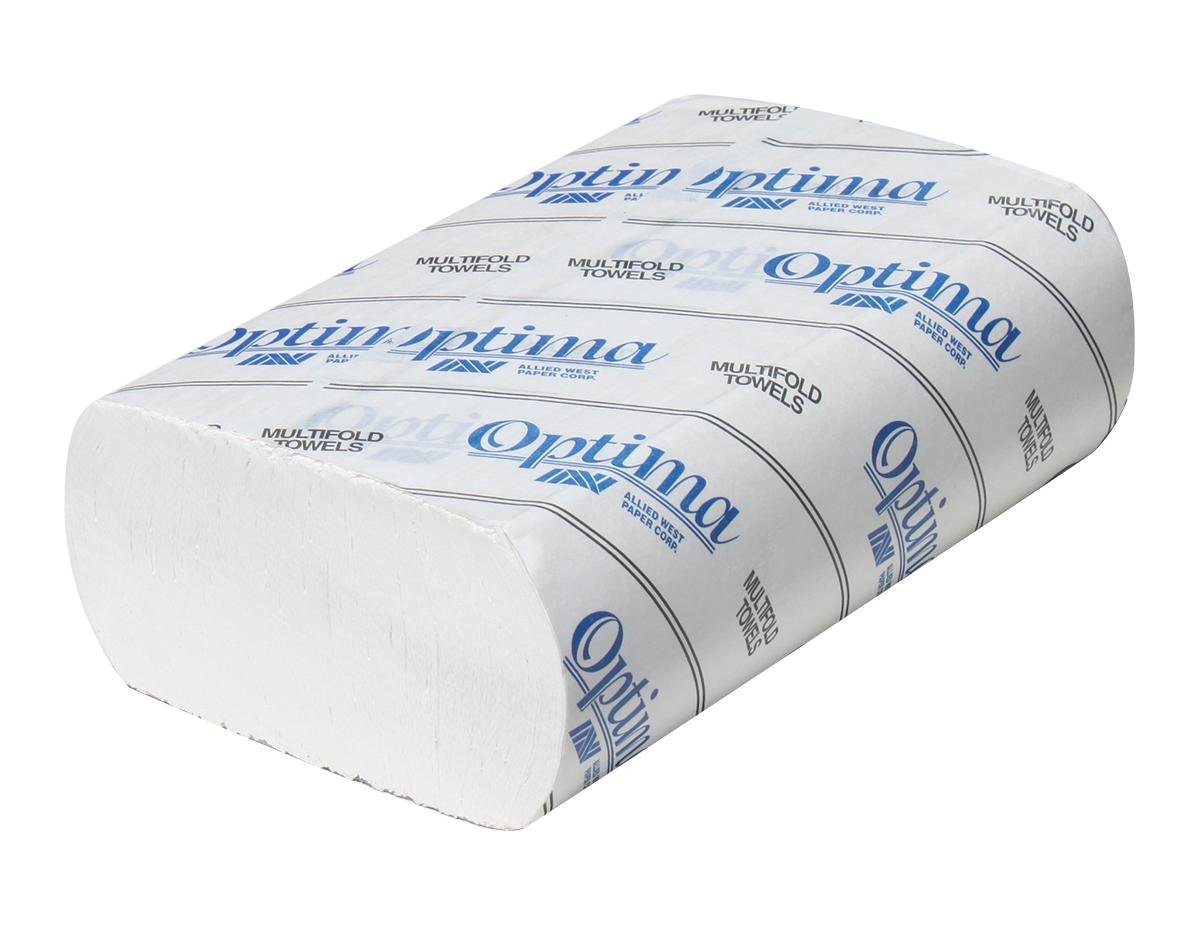 Optima Folded Paper Towel 9.1X9.5 IN White Multifold Premium 250 Count/Pack 16 Packs/Case