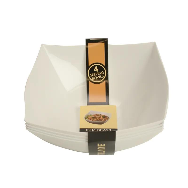 Bowl 16 OZ Plastic White Square 48/Case