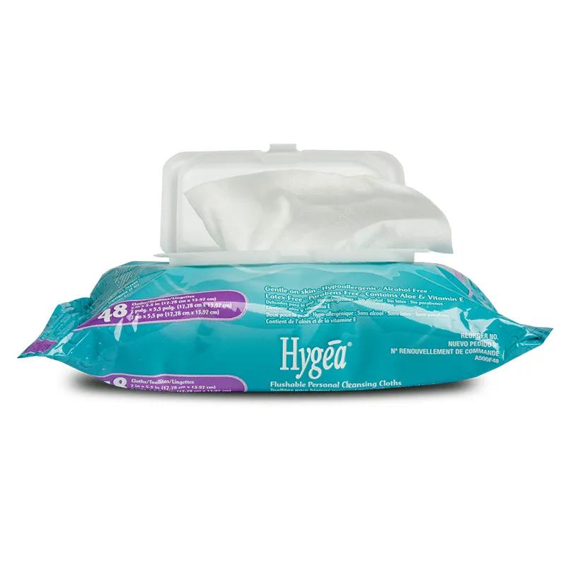 Hygea® Flushable Wipes 5.3X6.8 IN Personal Cleansing Cloth Pop-Up 48 Count/Pack 12 Packs/Case