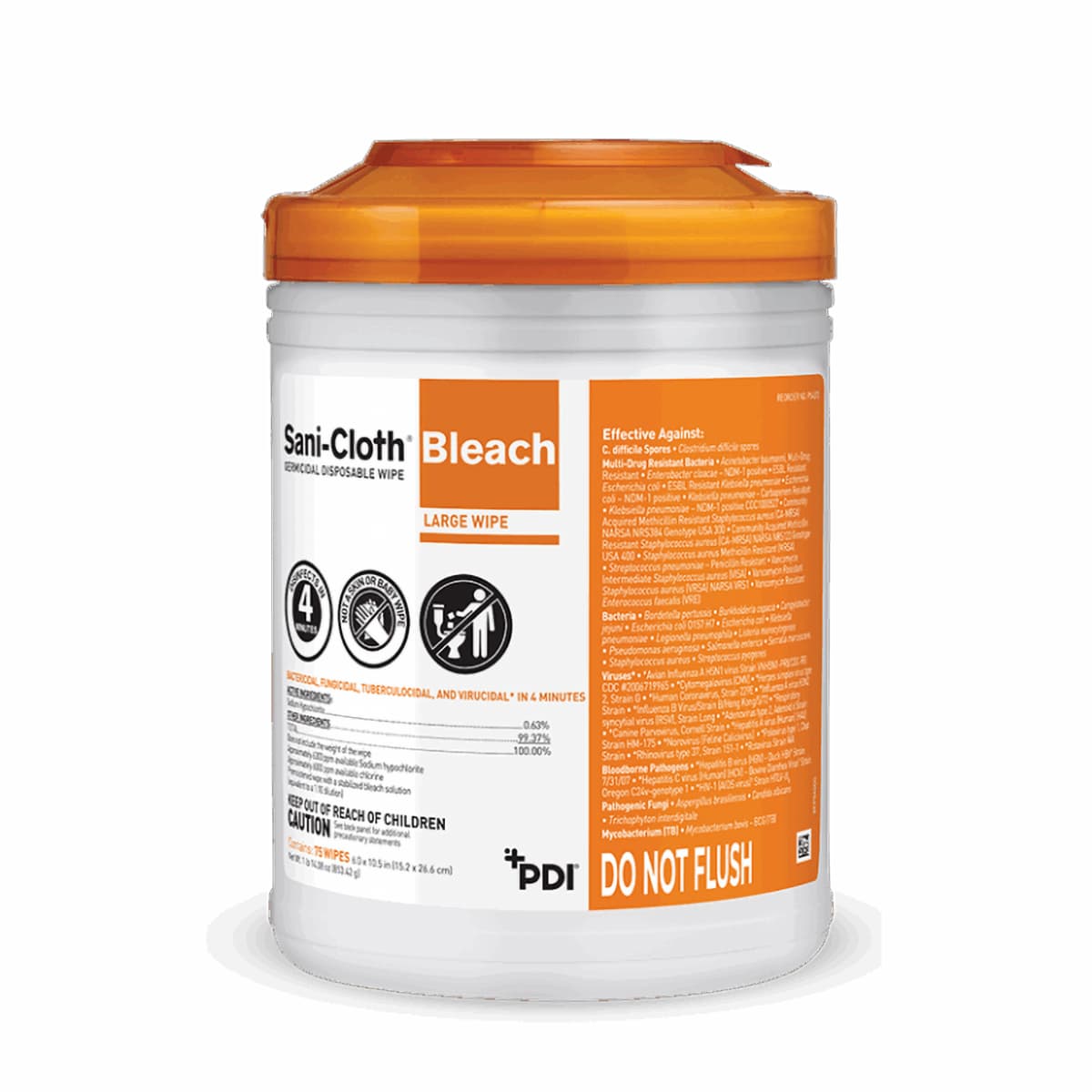 Sani-Cloth® Germicidal Bleach 6X5 IN Wipe 160 Count/Pack 12 Packs/Case