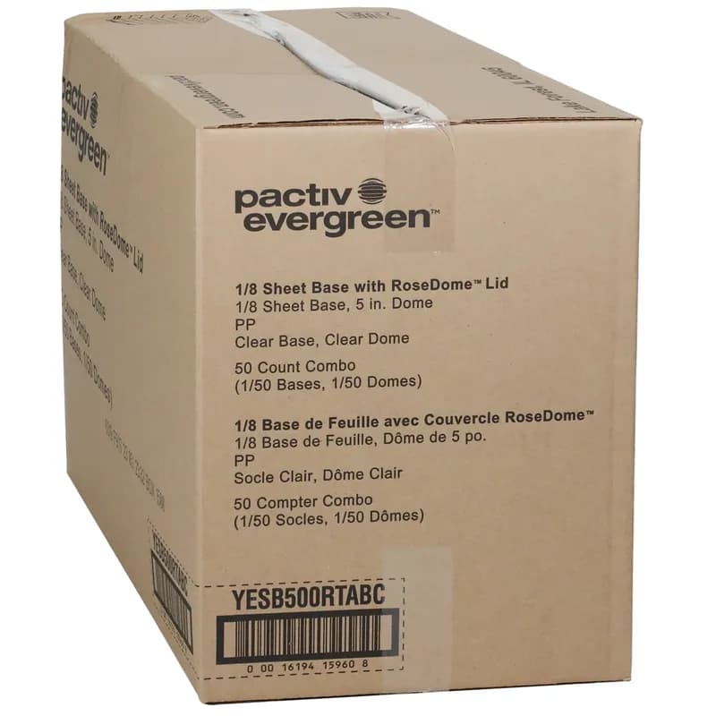 RoseDome 1/8 Sheet Cake Container & Lid Combo 11X9X5 IN PET Clear 50/Case