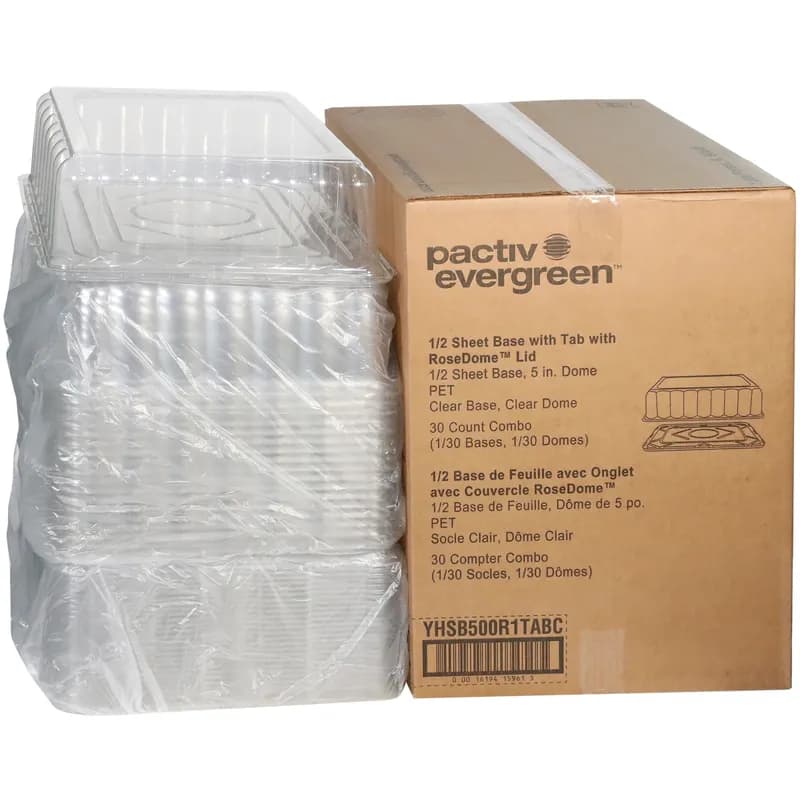 RoseDome 1/2 Sheet Cake Container & Lid Combo 15X20X5 IN PET Clear With Tab 30/Case