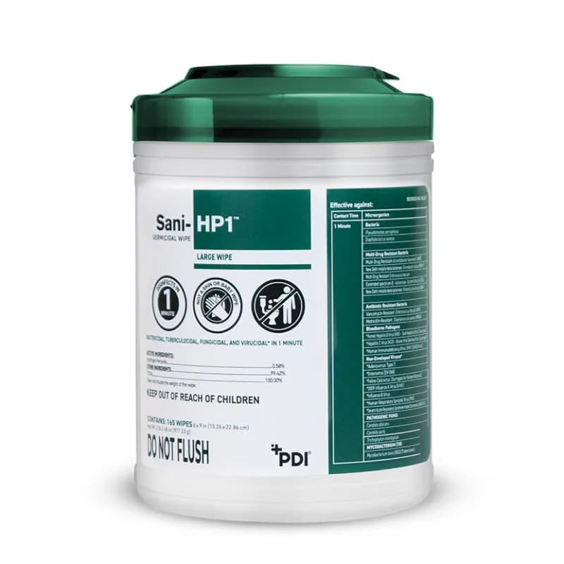 Sani-HP1™ Germicidal Disinfectant Wipe Hydrogen Peroxide Bactericidal Virucidal Fungicidal 165 Count/Pack 12 Packs/Case