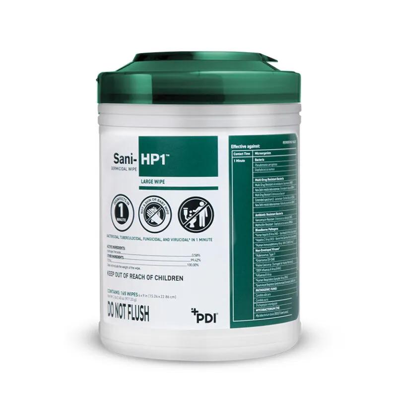 Sani-HP1™ Germicidal Disinfectant Wipe Hydrogen Peroxide Bactericidal Virucidal Fungicidal 165 Count/Pack 12 Packs/Case