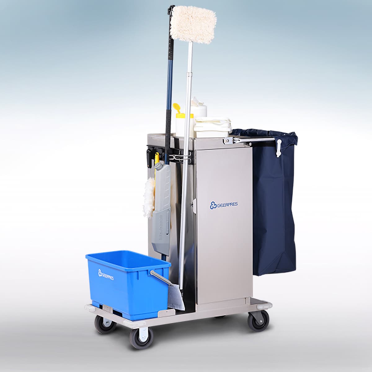 ESCORT® Housekeeping Cart Utility Cart 40.35X21.23X41.05 IN Stainless Steel 1/Each
