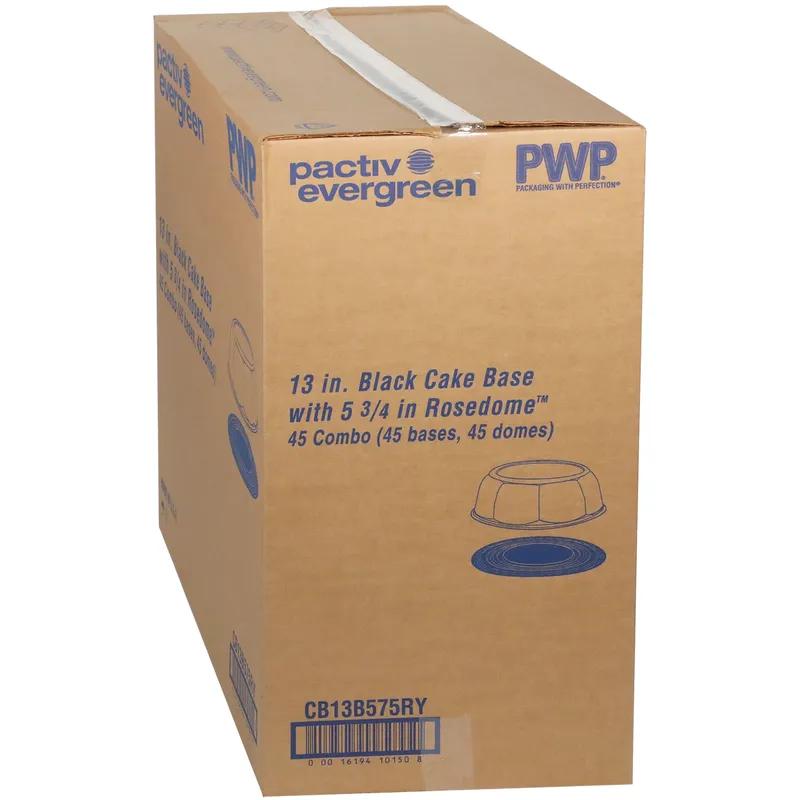RoseDome Cake Container & Lid Combo With High Dome Lid 13X5.75 IN PET Clear Black Round 45/Case