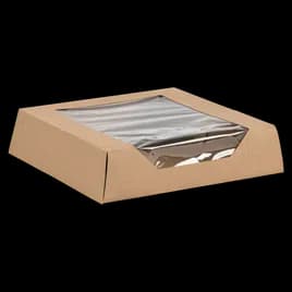 VISIONS Bakery Box 10.43X10.43X2.5 IN Paperboard PET Kraft With Window 100/Case