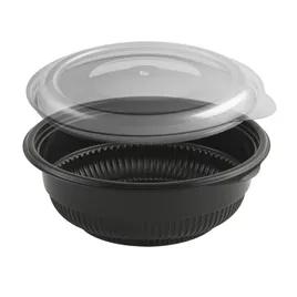 MicroRaves® Bowl & Lid Combo With Flat Lid 16 OZ PP Black Clear Round Unhinged Microwave Safe 252/Case