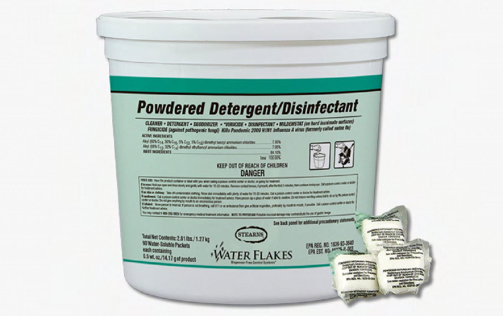 Water Flakes® Disinfectant 0.5 OZ Packet Powder Detergent 400/Case