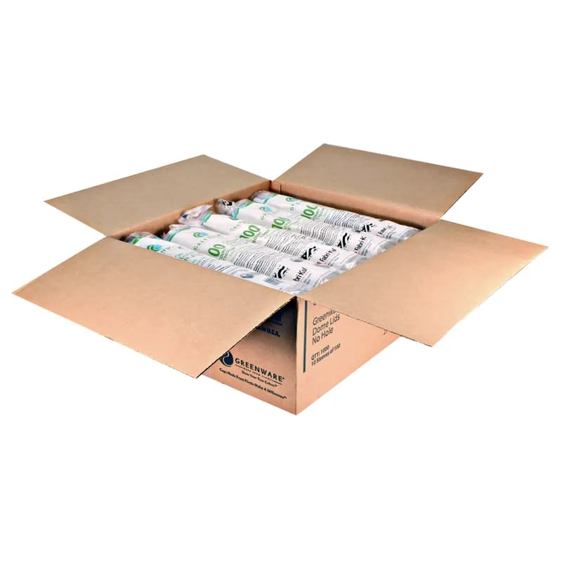 Greenware® Lid Dome 4X1.8 IN PLA Clear For 16-24 OZ Cold Cup No Hole 1000/Case