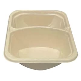 Hamburger Take-Out Tray 6.5X5X1.75 IN 2 Compartment Sugar Pulp PLA Kraft Moisture Resistant Oil Resistant 500/Case