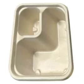Take-Out Tray Base 6.5X5X1.75 IN 2 Compartment Sugar Pulp PLA Kraft Oblong Moisture Resistant Oil Resistant 500/Case