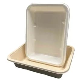 Take-Out Tray Base 8.5X6.25X1.5 IN Sugar Pulp PLA White Up to 400 Degrees F Moisture Resistant Oil Resistant 300/Case