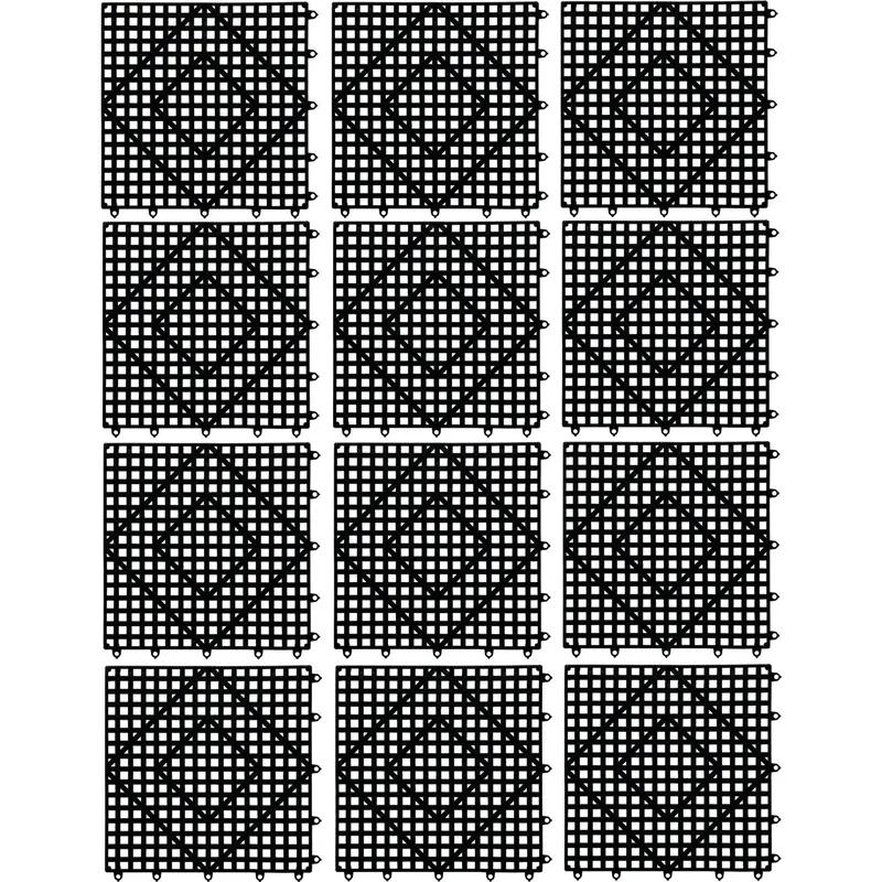 San Jamar Versa-Mat Bar Mat 12X12 IN PVC Black Square 12/Case