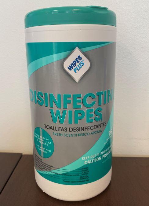 WipesPlus® Fresh Scent One-Step Disinfectant Multi Surface Wipe Non-Ammoniated Bleach-Free 75 Count/Pack 6 Packs/Case