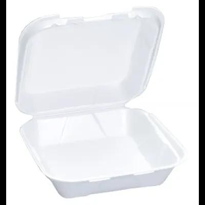 Take-Out Container Hinged With Dome Lid 8X8X3 IN Polystyrene Foam White Square 200/Case