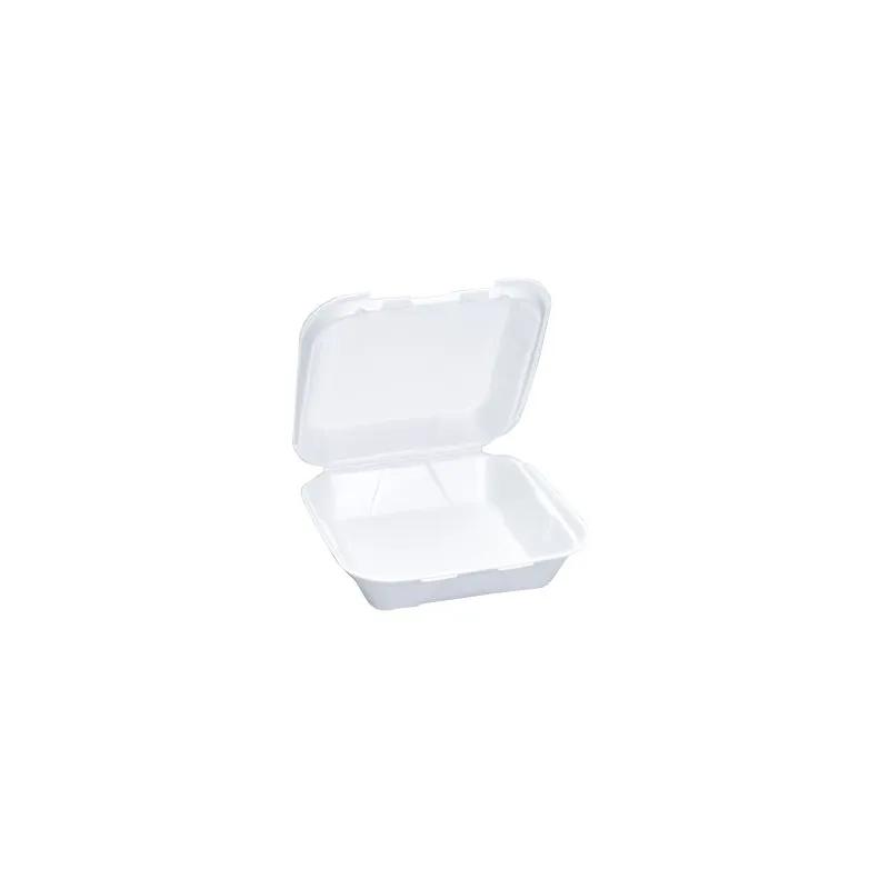 Take-Out Container Hinged With Dome Lid 8X8X3 IN Polystyrene Foam White Square 200/Case