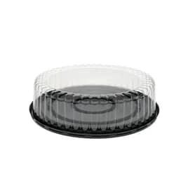 Bakery Container & Lid Combo 8IN Cake 9.75X2.5 IN PET Black Clear Fluted 100/Case