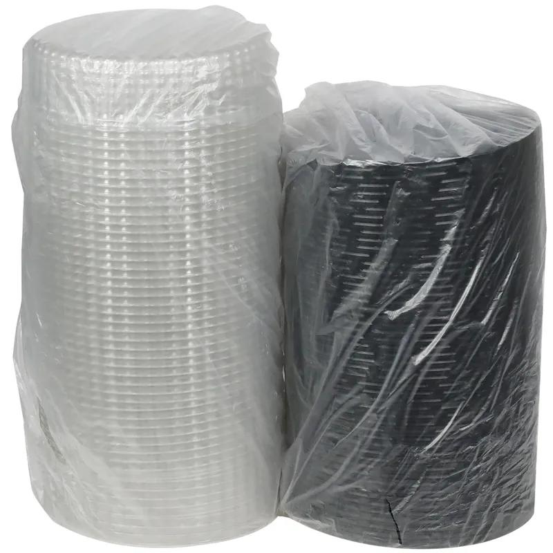 Bakery Container & Lid Combo 8IN Cake 9.75X2.5 IN PET Black Clear Fluted 100/Case