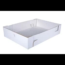 Bakery Box Bottom 19.38X14.63X5 IN Clay-Coated Kraft Board White Kraft Rectangle Lock Corner 50/Case