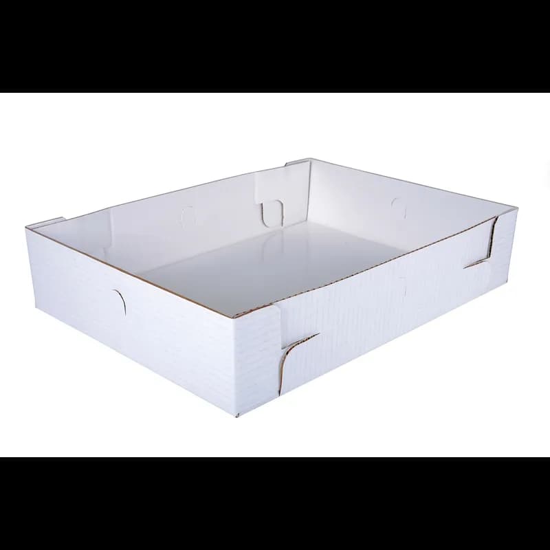 Bakery Box Bottom 19.38X14.63X5 IN Clay-Coated Kraft Board White Kraft Rectangle Lock Corner 50/Case