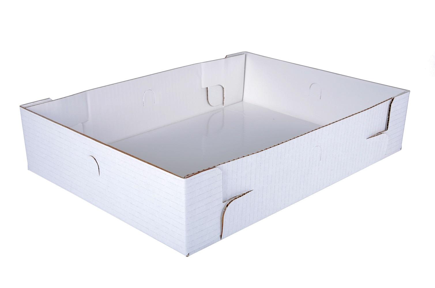 Bakery Box Bottom 19.38X14.63X5 IN Clay-Coated Kraft Board White Kraft Rectangle Lock Corner 50/Case