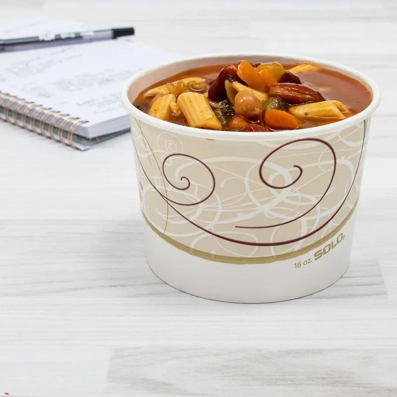 Solo® Food Container Base 16 OZ DSP Symphony® Stock Print Round Freezer Safe 25 Count/Pack 20 Packs/Case