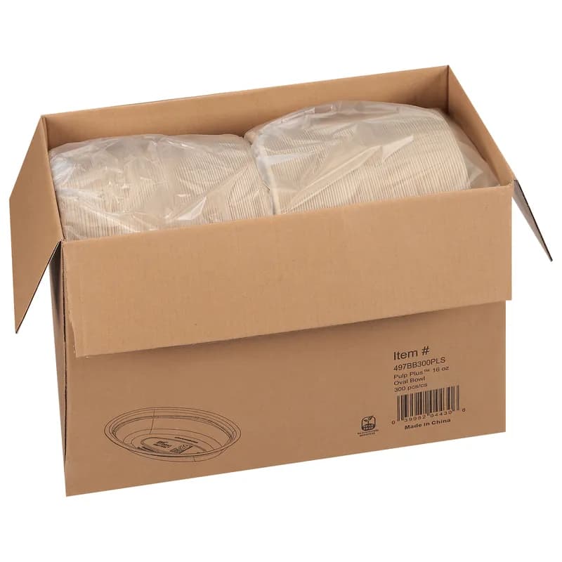 Burrito Bowl 16 OZ Pulp Fiber Kraft Oval 300/Case