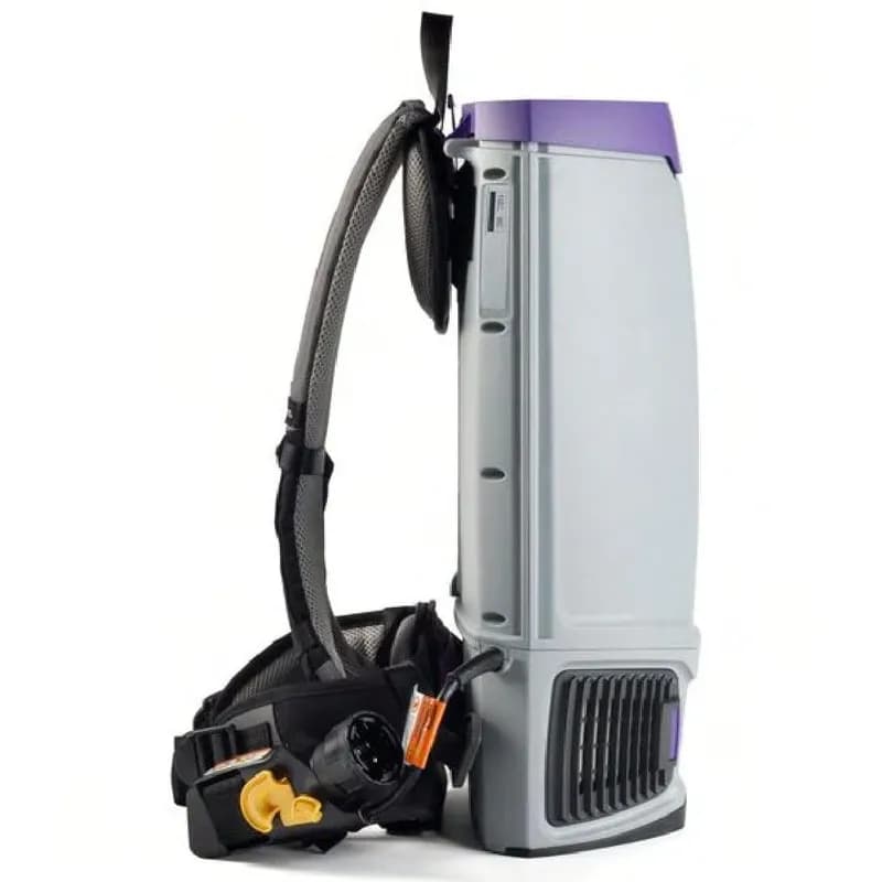 GoFit 10 Backpack Vacuum 10 QT Gray Purple 120 V With HEPA Filter With Xover Two-Piece Wand Tool Kit FlexFit Harness