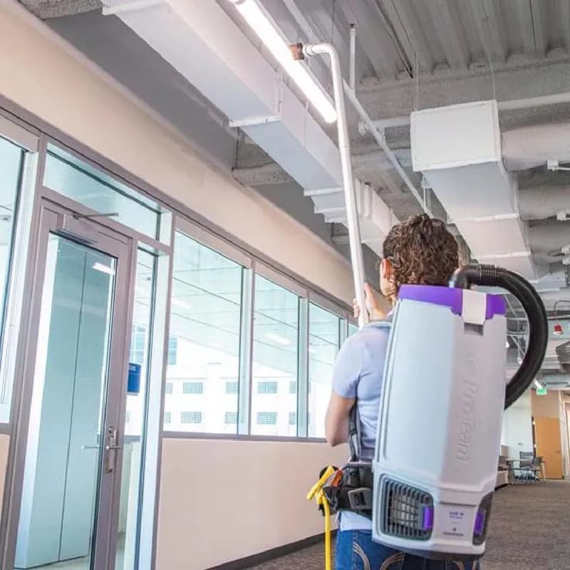 GoFit 10 Backpack Vacuum 10 QT Gray Purple 120 V With HEPA Filter With Xover Two-Piece Wand Tool Kit FlexFit Harness