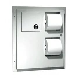 Toilet Paper Dispenser Stainless Steel Partition With Napkin Disposal Dual Access 1/Each