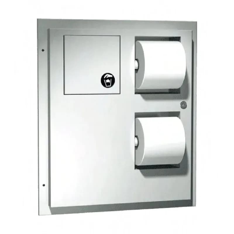 Toilet Paper Dispenser Stainless Steel Partition With Napkin Disposal Dual Access 1/Each