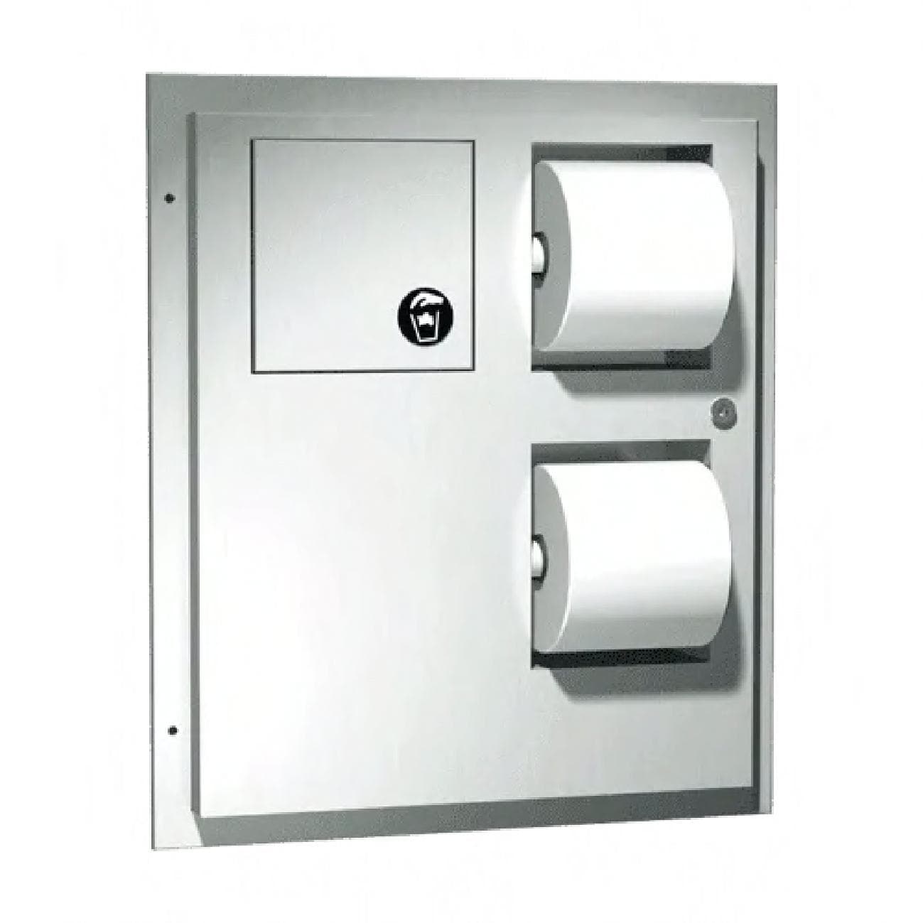 Toilet Paper Dispenser Stainless Steel Partition With Napkin Disposal Dual Access 1/Each