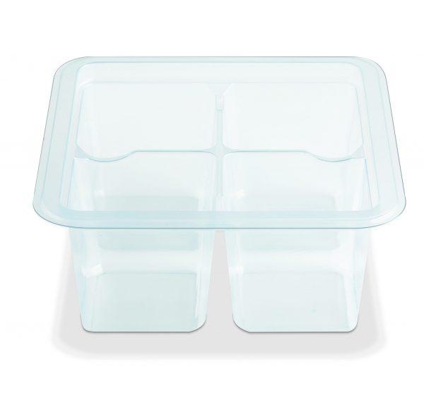 Fresh 'n Clear® Deli Container Base 24 OZ 4 Compartment PET Clear Square 300/Case