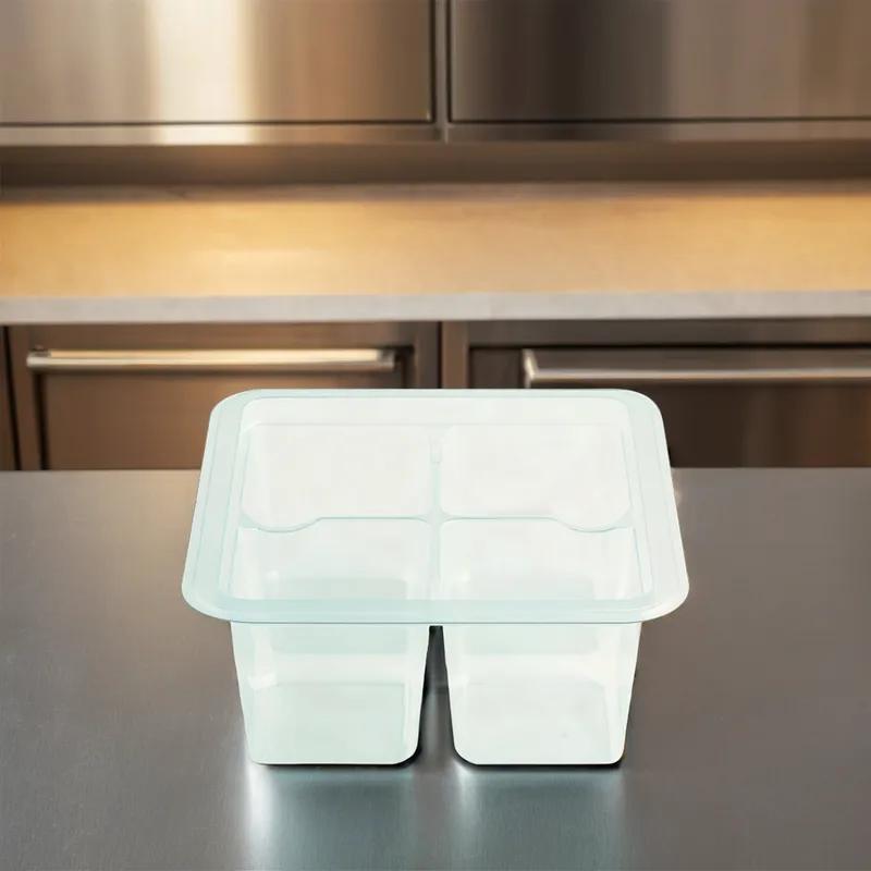 Fresh 'n Clear® Deli Container Base 24 OZ 4 Compartment PET Clear Square 300/Case