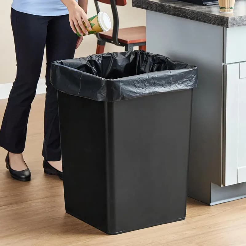 Lavex™ Trash Can 19.5X19.5X27.63 IN 35 GAL Black Square Resin Outdoor 1/Each