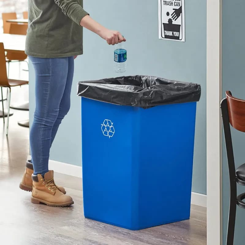 Lavex™ Trash Can 19.5X19.5X27.63 IN 35 GAL Blue Square Resin Indoor/Outdoor 1/Each