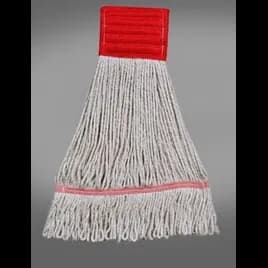 Victoria Bay Mop Head Large (LG) White Red Cotton Synthetic Blend Looped 5 IN Headband 12 Count/Case