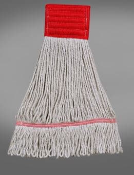 Victoria Bay Mop Head Large (LG) White Red Cotton Synthetic Blend Looped 5 IN Headband 12 Count/Case