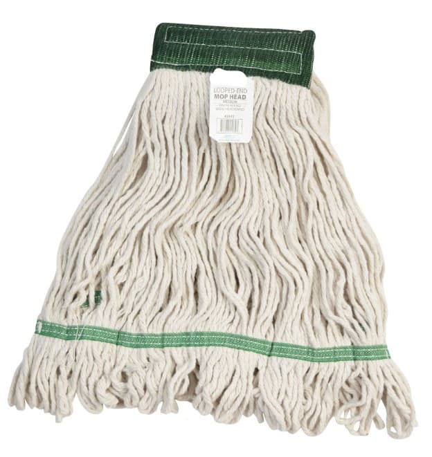 Victoria Bay Mop Head Medium (MED) White Green Cotton Synthetic Blend Looped 5 IN Headband 12 Count/Case