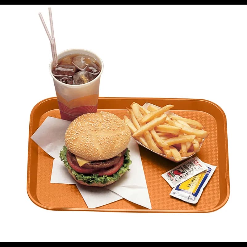 Fast Food Tray 11.88X16.13 IN Plastic Orange Dishwasher Safe 24/Case