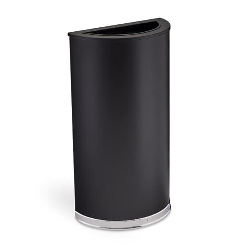 Trash Can 15 GAL Black Half Round Metal Steel 1/Each