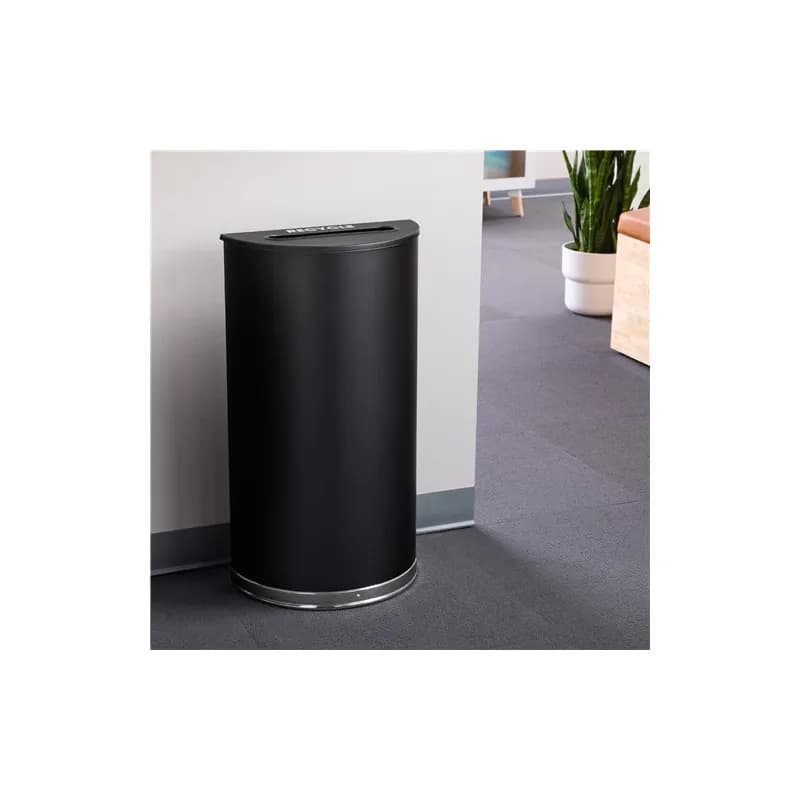 Trash Can 15 GAL Black Half Round Metal Steel 1/Each