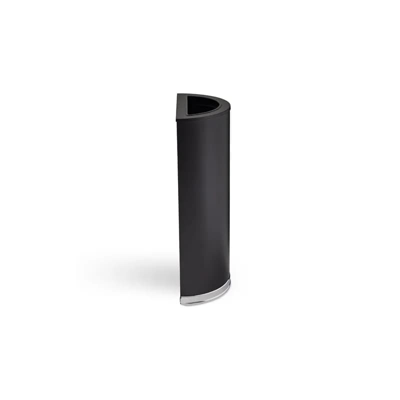 Trash Can 15 GAL Black Half Round Metal Steel 1/Each