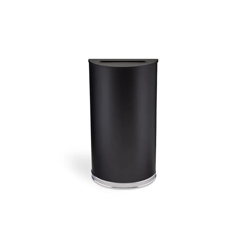 Trash Can 15 GAL Black Half Round Metal Steel 1/Each