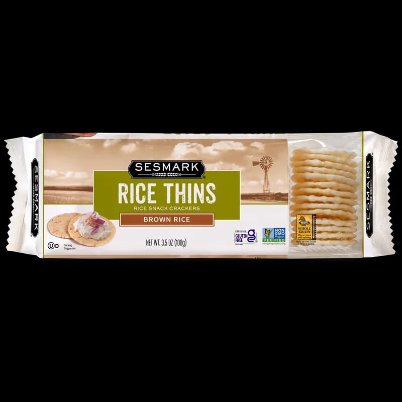 Sesmark Brown Rice Thins Crackers 3.5 OZ 12/Case