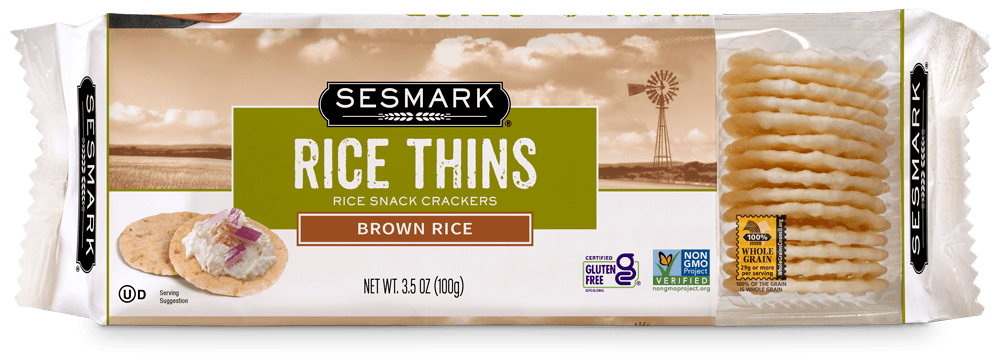 Sesmark Brown Rice Thins Crackers 3.5 OZ 12/Case
